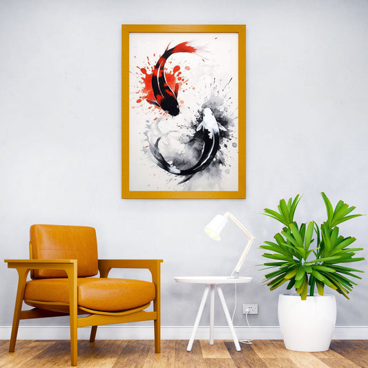 Japanese koi fish Ink Wash Asian Style Poster | Wall Art for Home & Office | High-Quality Print - High-Quality Visual Display