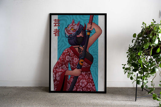 Japanese samurai girl Asian Style Poster | Wall Art for Home & Office | High-Quality Print - High-Quality Visual Display