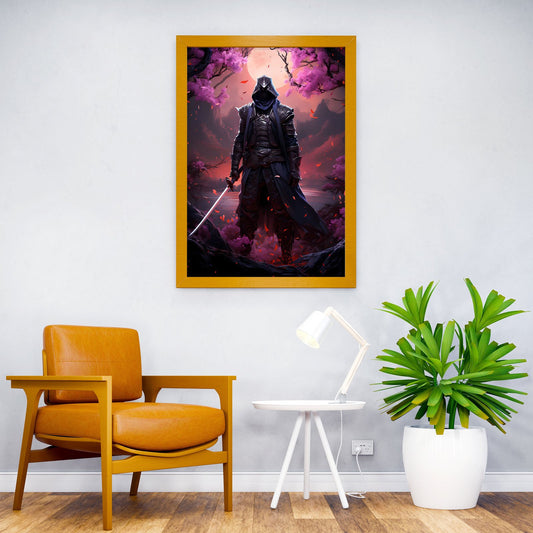Japanese samurai in sakura Asian Style Poster | Wall Art for Home & Office | High-Quality Print - High-Quality Visual Display