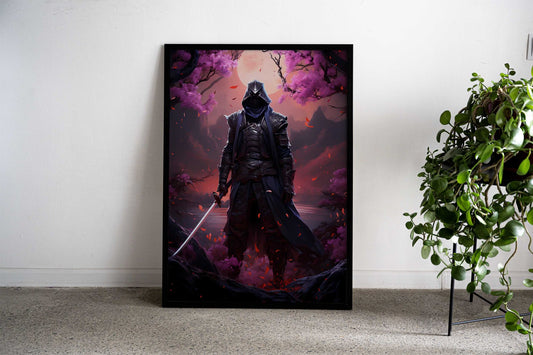 Japanese samurai in sakura Asian Style Poster | Wall Art for Home & Office | High-Quality Print - High-Quality Visual Display