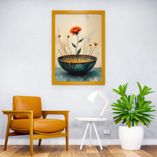 Japanese wabi sabi flowers in a bowl Asian Style Poster | Wall Art for Home & Office | High-Quality Print - High-Quality Visual Display