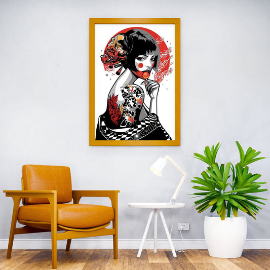 Japanese womens art Asian Style Poster | Wall Art for Home & Office | High-Quality Print - High-Quality Premium Wall Art Decor Sticker
