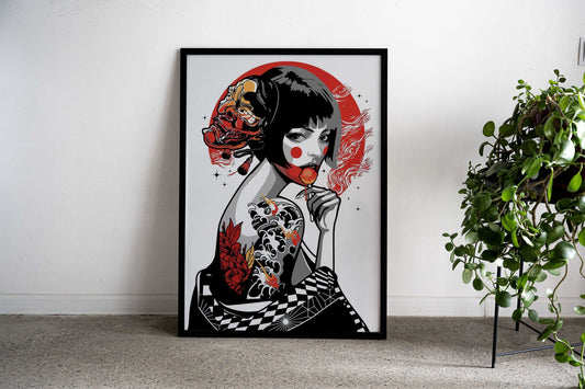 Japanese womens art Asian Style Poster | Wall Art for Home & Office | High-Quality Print - High-Quality Premium Wall Art Decor Sticker