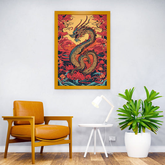Kaiju Dragon Kanagawa Wave Asian Style Poster | Wall Art for Home & Office | High-Quality Print - High-Quality Premium Wall Art Decor Sticker