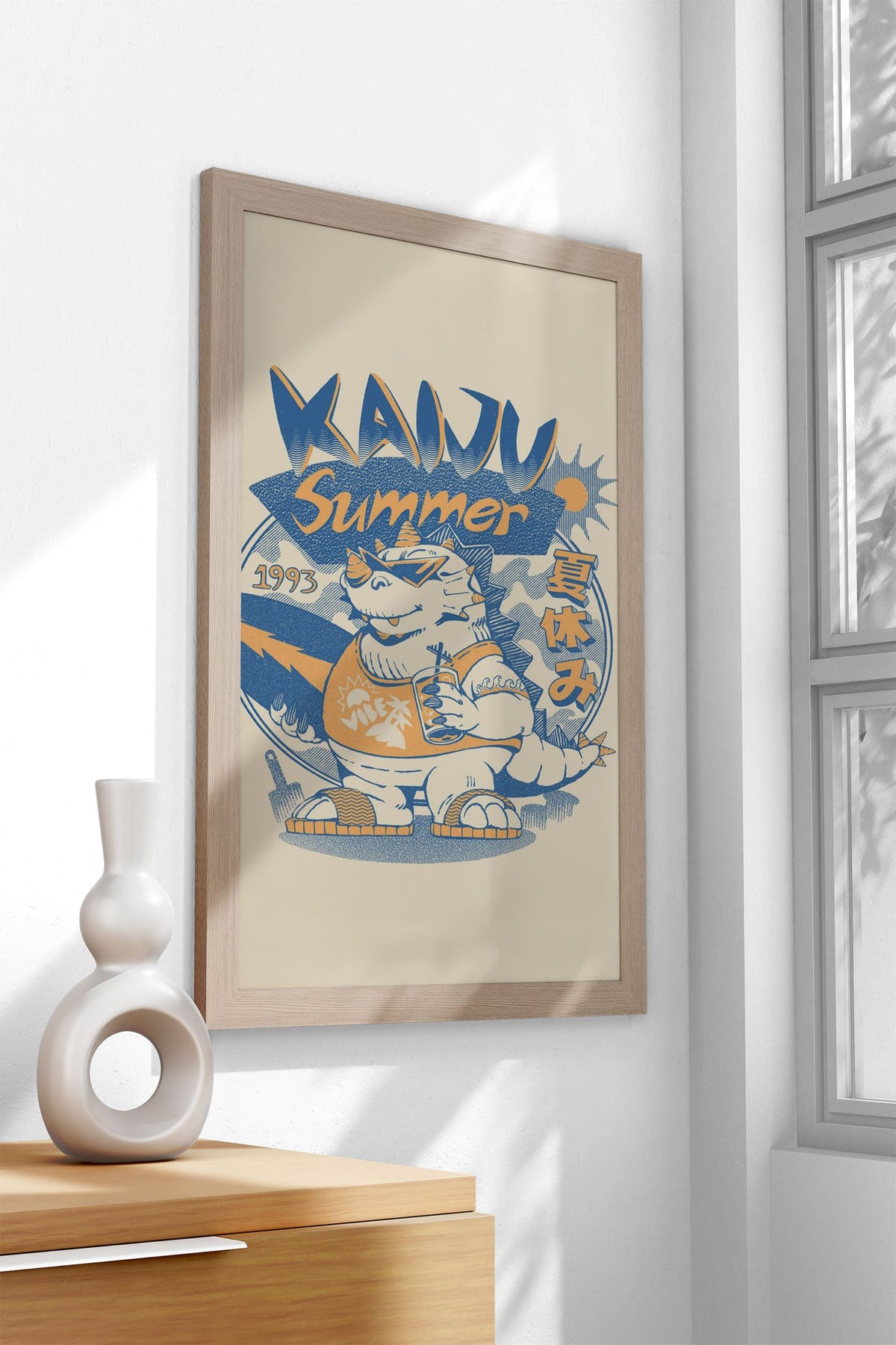 Kaiju Summer Vibes Asian Style Poster | Wall Art for Home & Office | High-Quality Print - High-Quality Premium Wall Art Decor Sticker
