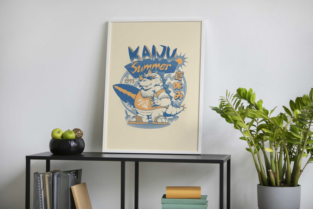 Kaiju Summer Vibes Asian Style Poster | Wall Art for Home & Office | High-Quality Print - High-Quality Premium Wall Art Decor Sticker