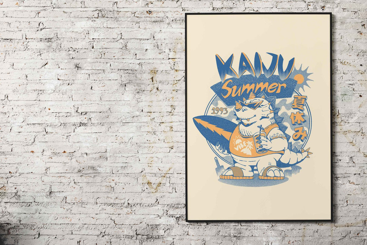 Kaiju Summer Vibes Asian Style Poster | Wall Art for Home & Office | High-Quality Print - High-Quality Premium Wall Art Decor Sticker
