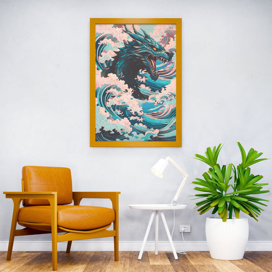Kanagawa Dragon Asian Asian Style Poster | Wall Art for Home & Office | High-Quality Print - High-Quality Premium Wall Art Decor Sticker