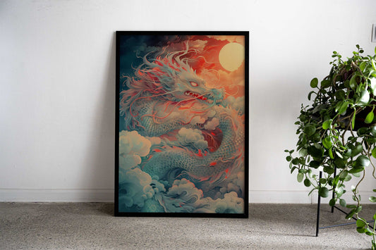 Kanagawa Dragon in Clouds Asian Style Poster | Wall Art for Home & Office | High-Quality Print - High-Quality Visual Display