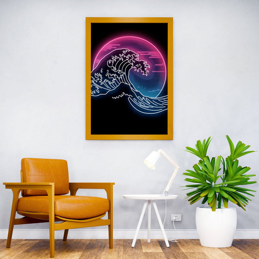 Kanagawa Light Neon Japan Asian Style Poster | Wall Art for Home & Office | High-Quality Print - High-Quality Visual Display