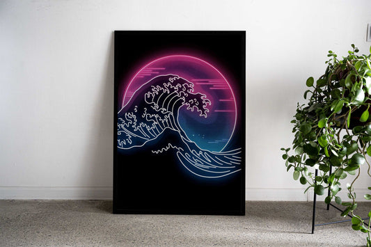 Kanagawa Light Neon Japan Asian Style Poster | Wall Art for Home & Office | High-Quality Print - High-Quality Visual Display
