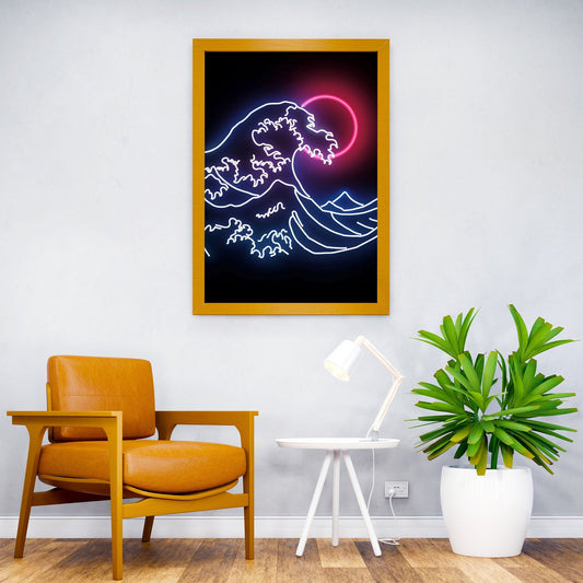 Kanagawa Wave Japan Neon Asian Style Poster | Wall Art for Home & Office | High-Quality Print - High-Quality Visual Display