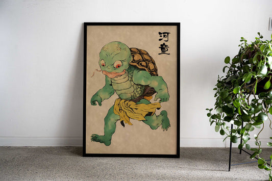 Kappa Yokai Woodblock Asian Style Poster | Wall Art for Home & Office | High-Quality Print - High-Quality Visual Display