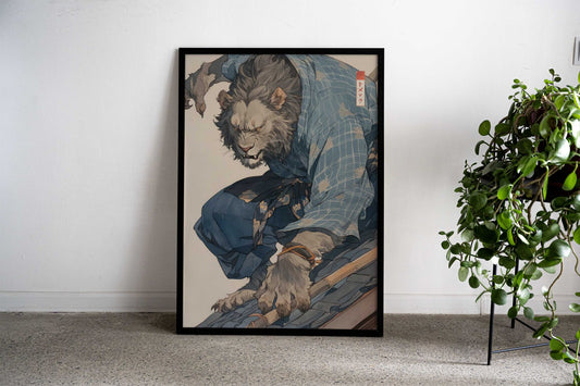 Karate Lion warrior Asian Style Poster | Wall Art for Home & Office | High-Quality Print - High-Quality Visual Display