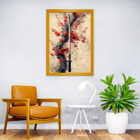 Katana Cherry Blossom Tree Asian Style Poster | Wall Art for Home & Office | High-Quality Print - High-Quality Visual Display