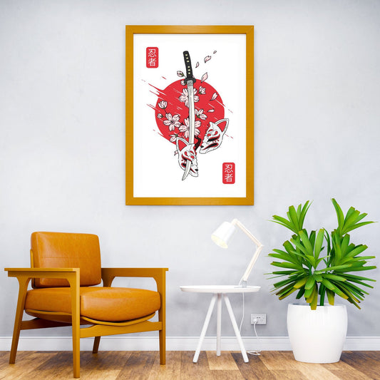 Katana with Cherry Blossom Asian Style Poster | Wall Art for Home & Office | High-Quality Print - High-Quality Visual Display