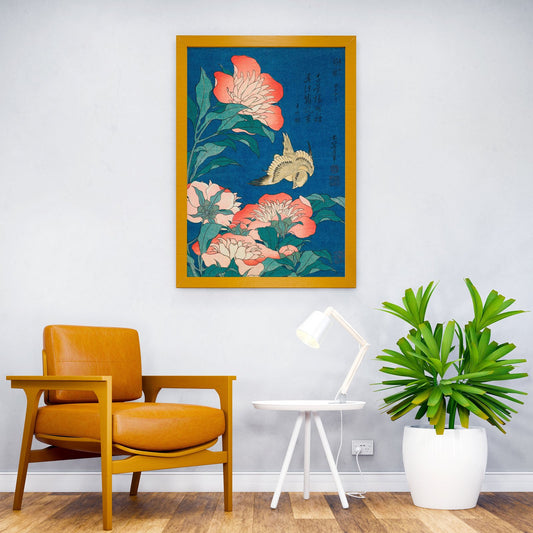Katsushika Hokusai Peonies Asian Style Poster | Wall Art for Home & Office | High-Quality Print - High-Quality Visual Display