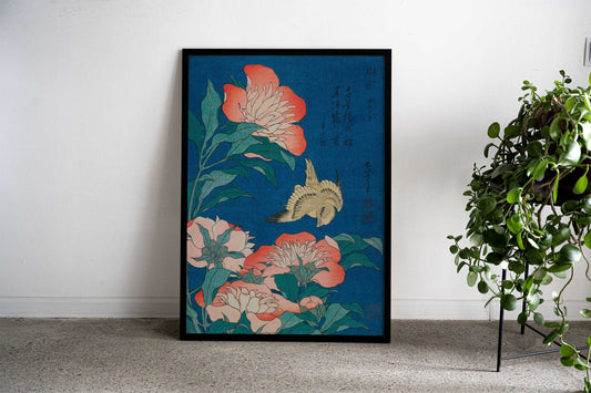 Katsushika Hokusai Peonies Asian Style Poster | Wall Art for Home & Office | High-Quality Print - High-Quality Visual Display