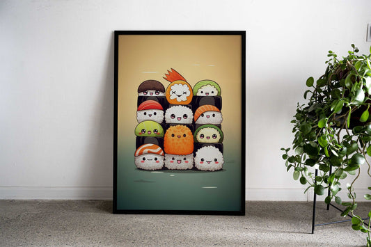 Kawaii Japan Sushi Rolls Asian Style Poster | Wall Art for Home & Office | High-Quality Print - High-Quality Visual Display
