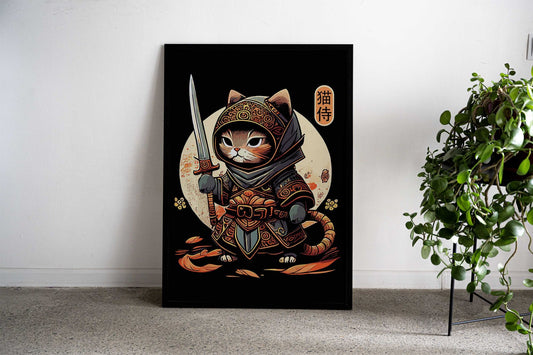 Kawaii Ninja Cat Samurai Asian Style Poster | Wall Art for Home & Office | High-Quality Print - High-Quality Visual Display