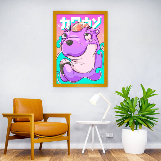 Kawauso Vaporwave Otter Asian Style Poster | Wall Art for Home & Office | High-Quality Print - High-Quality Visual Display