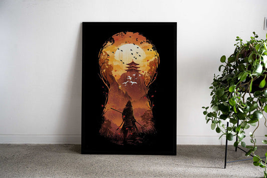 Keyhole Ninja Sunset Asian Style Poster | Wall Art for Home & Office | High-Quality Print - High-Quality Visual Display