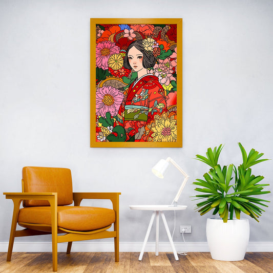 Kimono Flowers Asian Art Asian Style Poster | Wall Art for Home & Office | High-Quality Print - High-Quality Visual Display