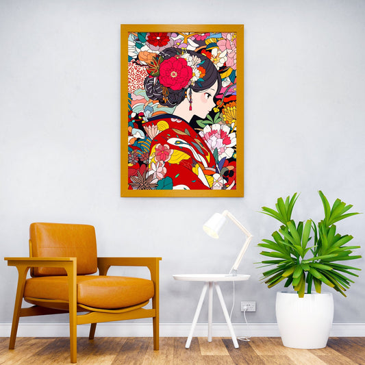 Kimono Flowers Japan Art Asian Style Poster | Wall Art for Home & Office | High-Quality Print - High-Quality Visual Display