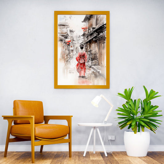 Kimono Old Street Asian Style Poster | Wall Art for Home & Office | High-Quality Print - High-Quality Visual Display