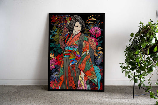Kimono Woman Japanese Art Asian Style Poster | Wall Art for Home & Office | High-Quality Print - High-Quality Visual Display