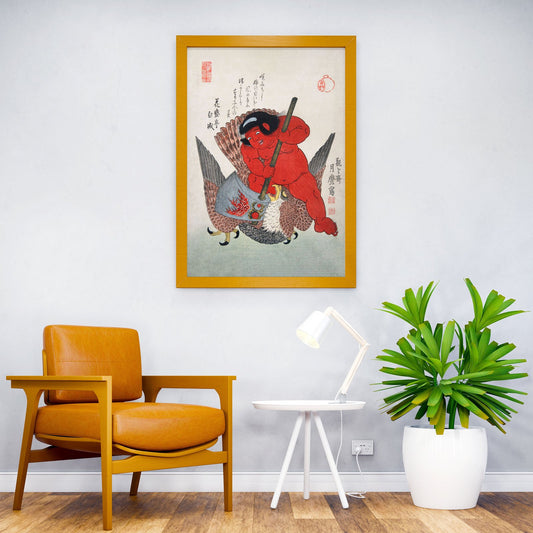 Kintaro Subduing a Raptor Asian Style Poster | Wall Art for Home & Office | High-Quality Print - High-Quality Visual Display