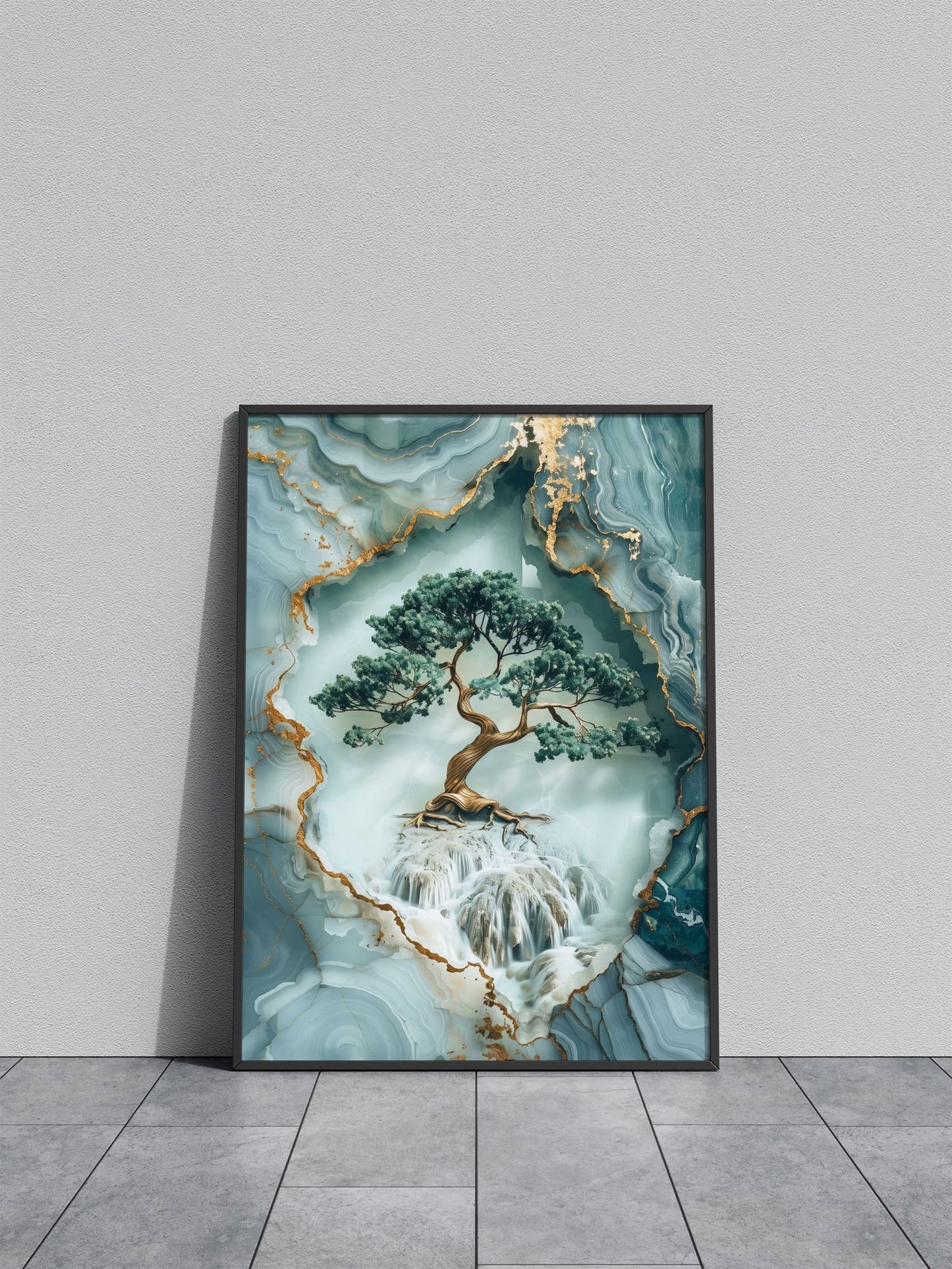 Kintsugi Bonsai Waterfall Asian Style Poster | Wall Art for Home & Office | High-Quality Print - High-Quality Visual Display