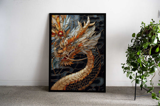Kintsugi Dragon Plate Asian Style Poster | Wall Art for Home & Office | High-Quality Print - High-Quality Visual Display