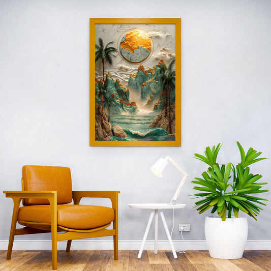 Kintsugi Gold Beach Asian Style Poster | Wall Art for Home & Office | High-Quality Print - High-Quality Visual Display