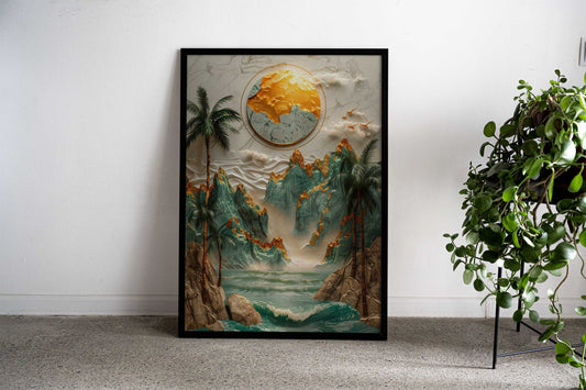 Kintsugi Gold Beach Asian Style Poster | Wall Art for Home & Office | High-Quality Print - High-Quality Visual Display