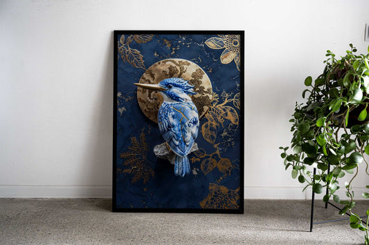 Kintsugi Kingfisher Asian Style Poster | Wall Art for Home & Office | High-Quality Print - High-Quality Visual Display