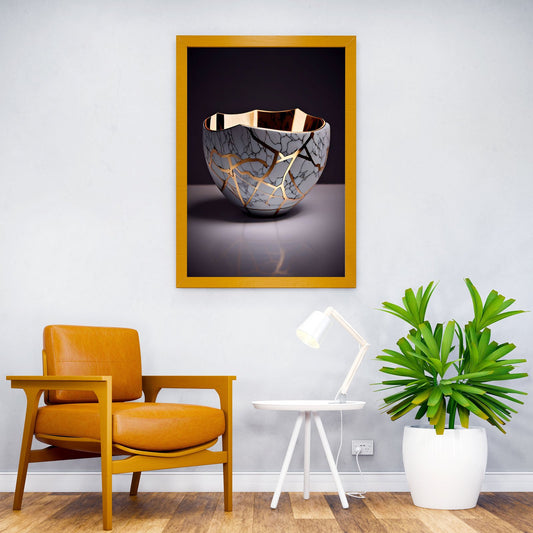 Kintsugi Marble Bowl Asian Style Poster | Wall Art for Home & Office | High-Quality Print - High-Quality Visual Display