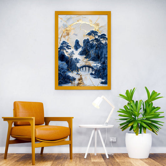 Kintsugi Mountain River Asian Style Poster | Wall Art for Home & Office | High-Quality Print - High-Quality Visual Display