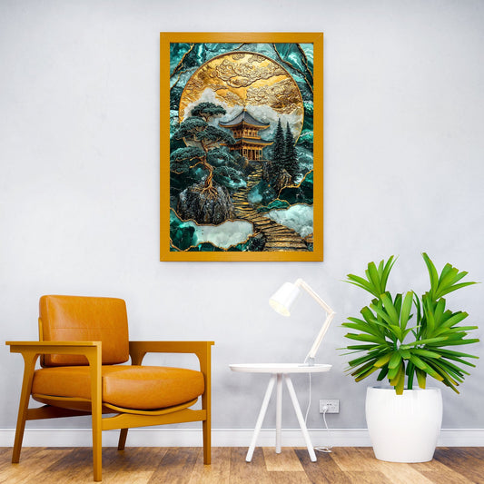 Kintsugi Mountain Shrine Asian Style Poster | Wall Art for Home & Office | High-Quality Print - High-Quality Visual Display
