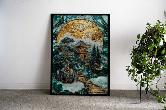 Kintsugi Mountain Shrine Asian Style Poster | Wall Art for Home & Office | High-Quality Print - High-Quality Visual Display
