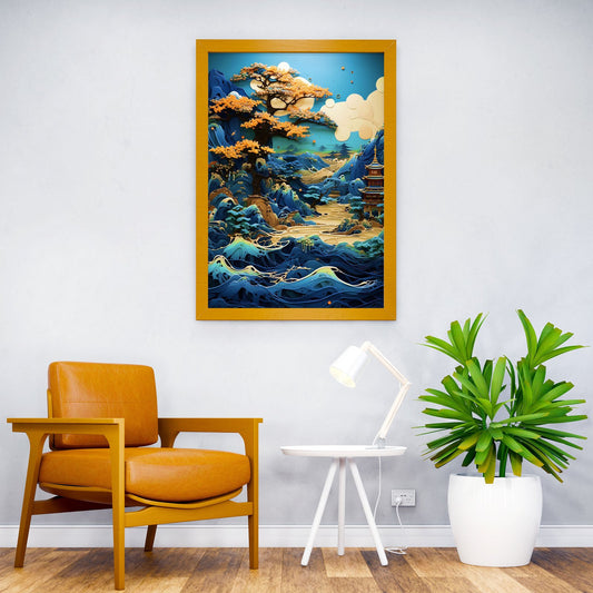 Kintsugi Pagoda Japan tree Asian Style Poster | Wall Art for Home & Office | High-Quality Print - High-Quality Visual Display