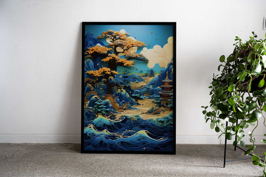 Kintsugi Pagoda Japan tree Asian Style Poster | Wall Art for Home & Office | High-Quality Print - High-Quality Visual Display
