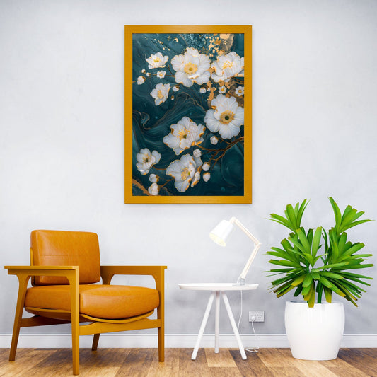 Kintsugi White Flowers Asian Style Poster | Wall Art for Home & Office | High-Quality Print - High-Quality Visual Display