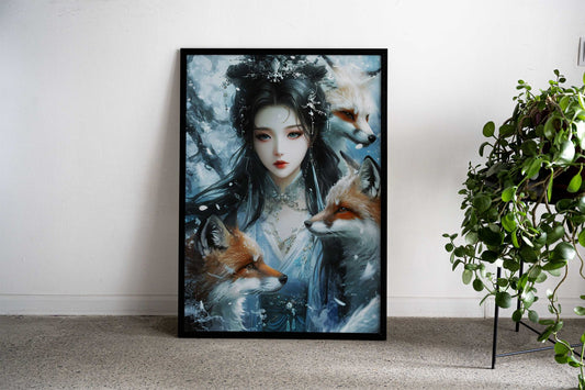 Kitsune Girl Asian Style Poster | Wall Art for Home & Office | High-Quality Print - High-Quality Visual Display