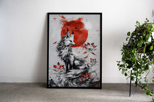 Kitsune Japanese Fox Asian Style Poster | Wall Art for Home & Office | High-Quality Print - High-Quality Visual Display