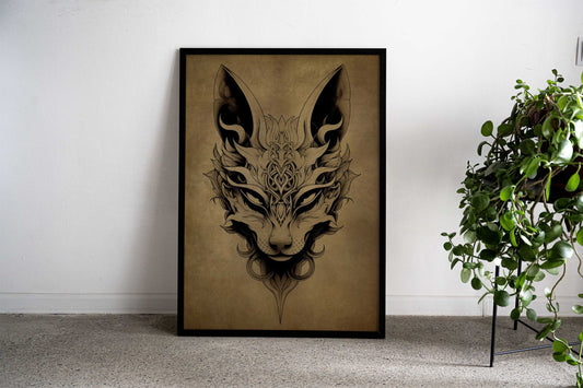 Kitsune Mask Copper Asian Style Poster | Wall Art for Home & Office | High-Quality Print - High-Quality Visual Display