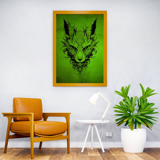Kitsune Mask Green No2 Asian Style Poster | Wall Art for Home & Office | High-Quality Print - High-Quality Visual Display