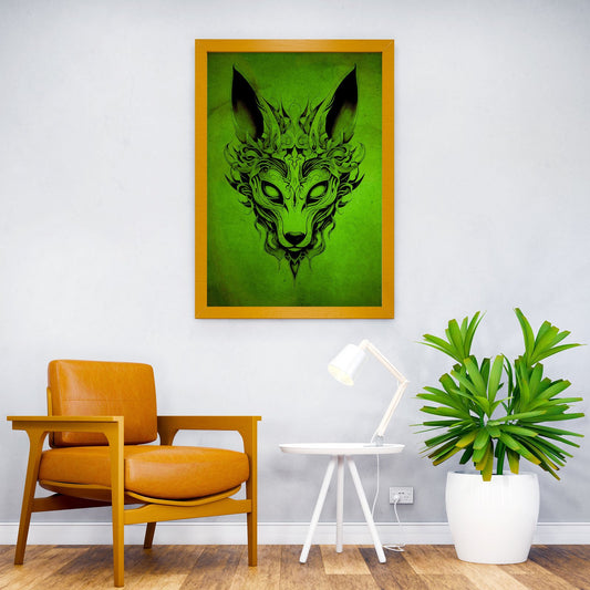 Kitsune Mask Green Asian Style Poster | Wall Art for Home & Office | High-Quality Print - High-Quality Visual Display