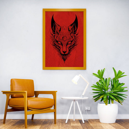 Kitsune Mask Red Silk No2 Asian Style Poster | Wall Art for Home & Office | High-Quality Print - High-Quality Visual Display