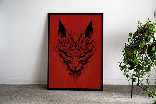 Kitsune Mask Red Silk Asian Style Poster | Wall Art for Home & Office | High-Quality Print - High-Quality Visual Display